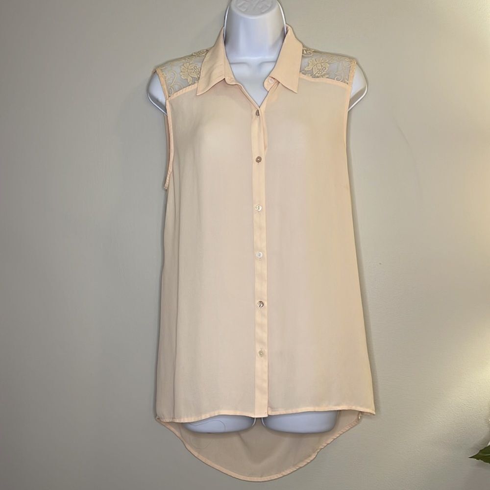 Forever 21 Cream Lace Button Down Blouse - Picture 2 of 10
